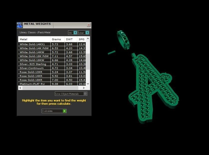 Model 821 Initial A Diamond Letter Pendant 3D print model_12