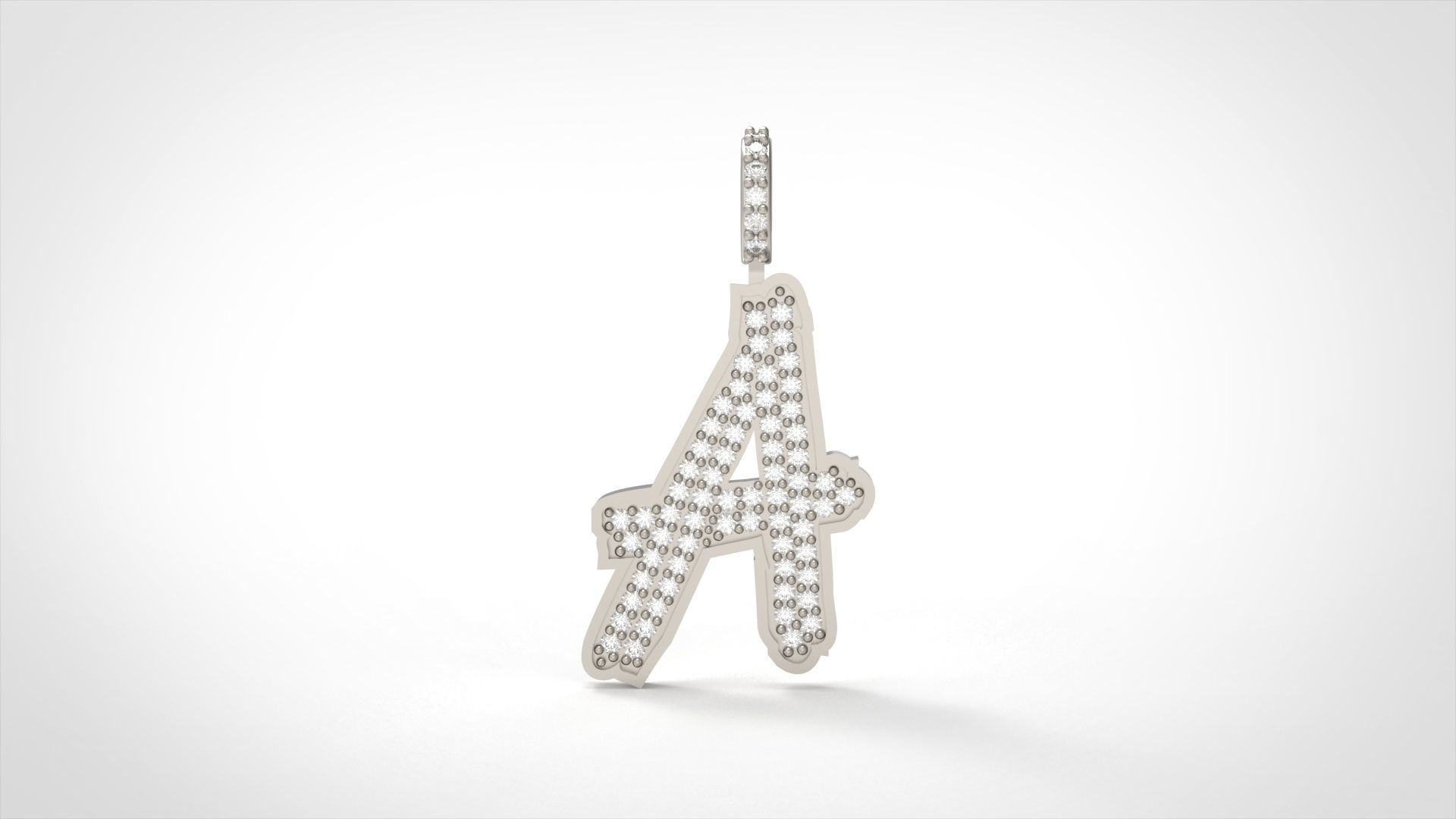 Model 821 Initial A Diamond Letter Pendant 3D print model_3