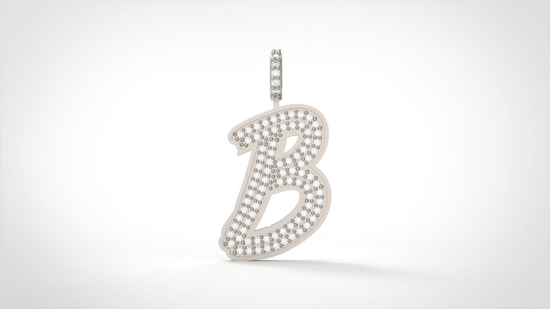 Model 822 Initial B Diamond Letter Pendant 3D print model_4