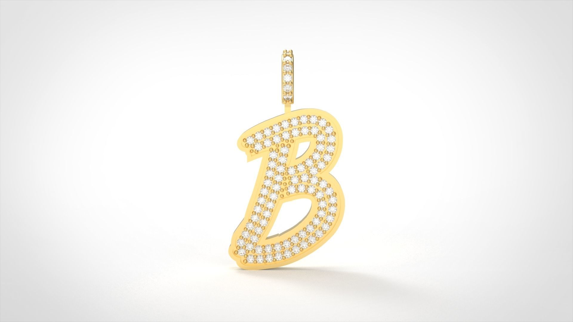 Model 822 Initial B Diamond Letter Pendant 3D print model_2