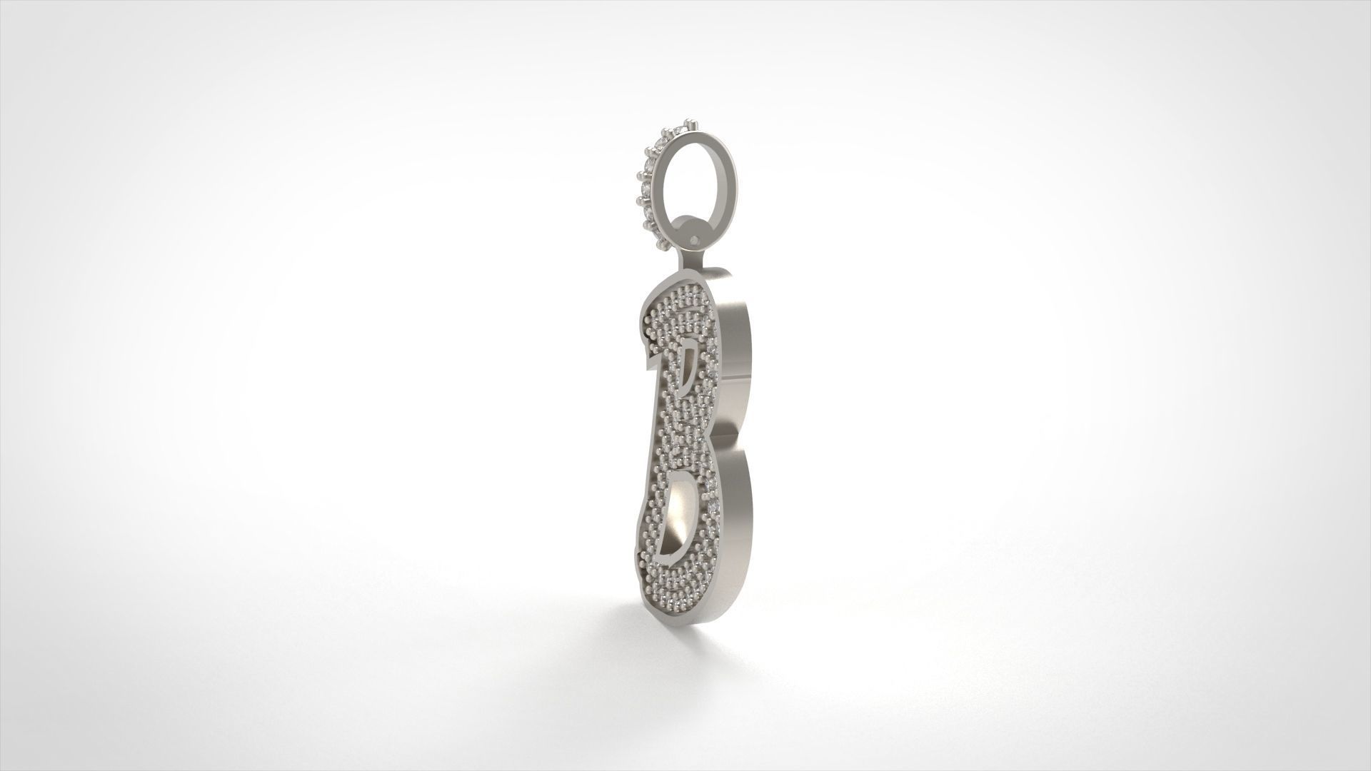 Model 822 Initial B Diamond Letter Pendant 3D print model_3