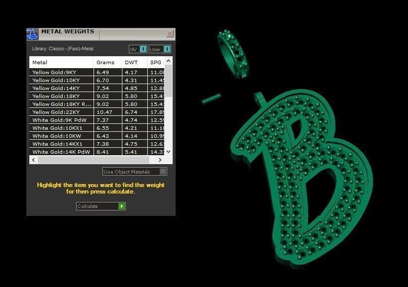 Model 822 Initial B Diamond Letter Pendant 3D print model_11