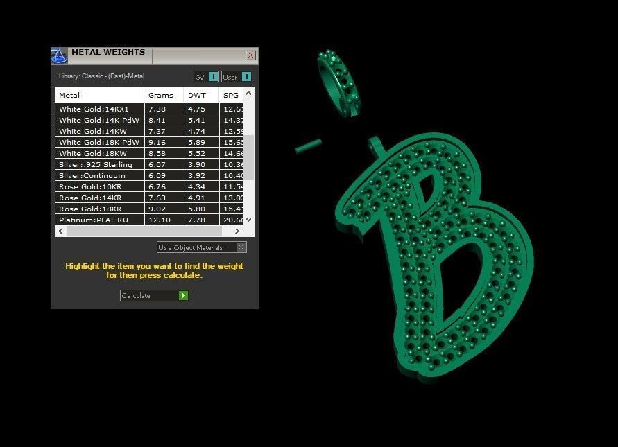 Model 822 Initial B Diamond Letter Pendant 3D print model_12