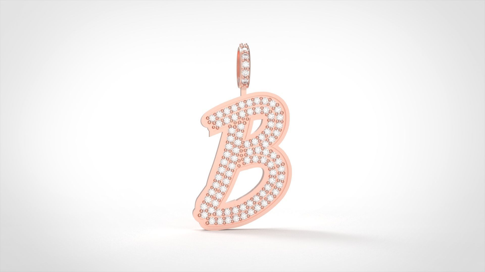 Model 822 Initial B Diamond Letter Pendant 3D print model_1