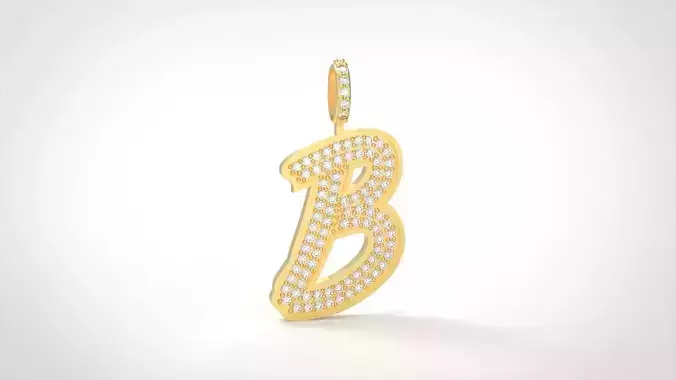 Model 822 Initial B Diamond Letter Pendant 3D print model