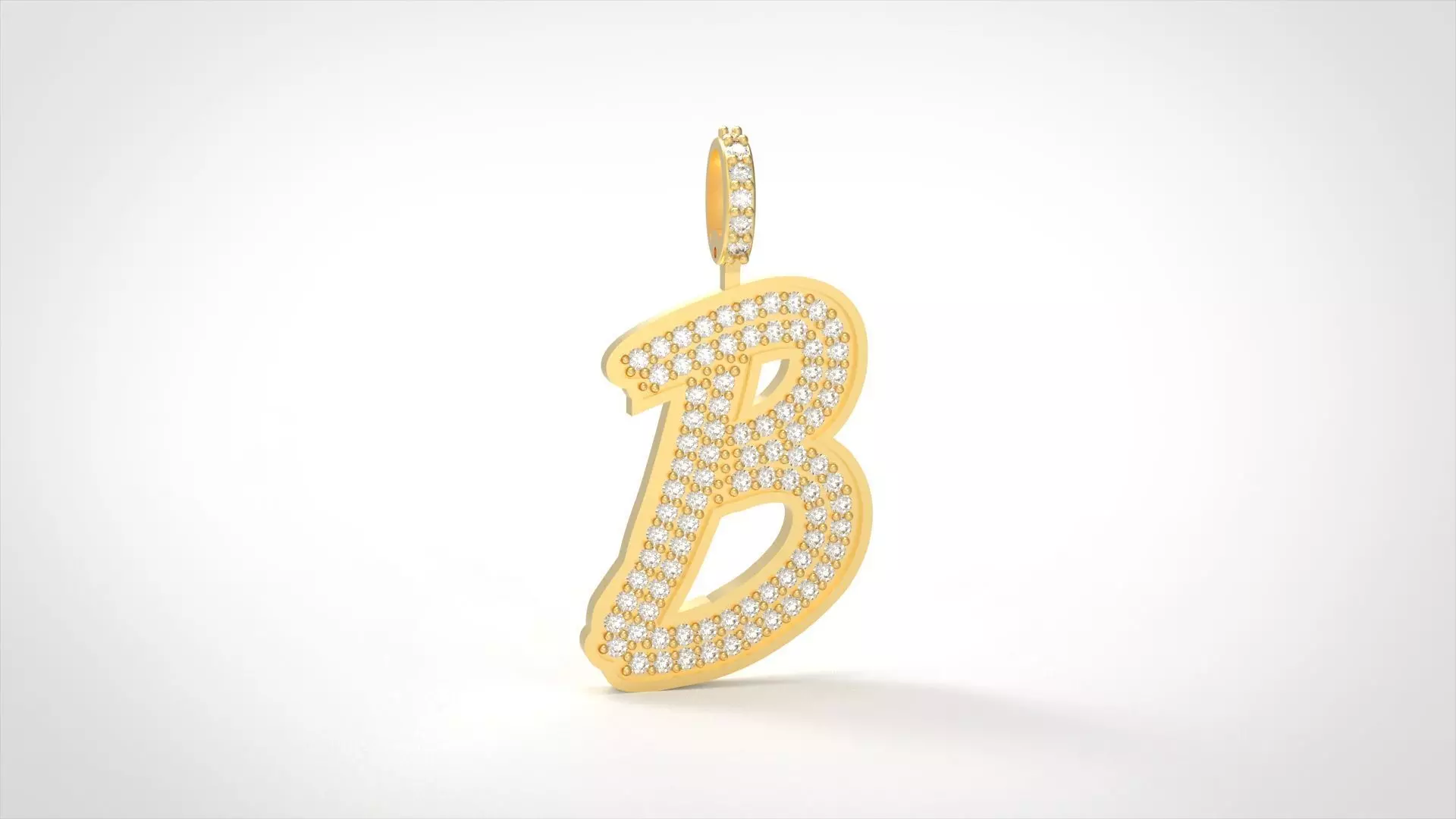 Model 822 Initial B Diamond Letter Pendant 3D print model_0