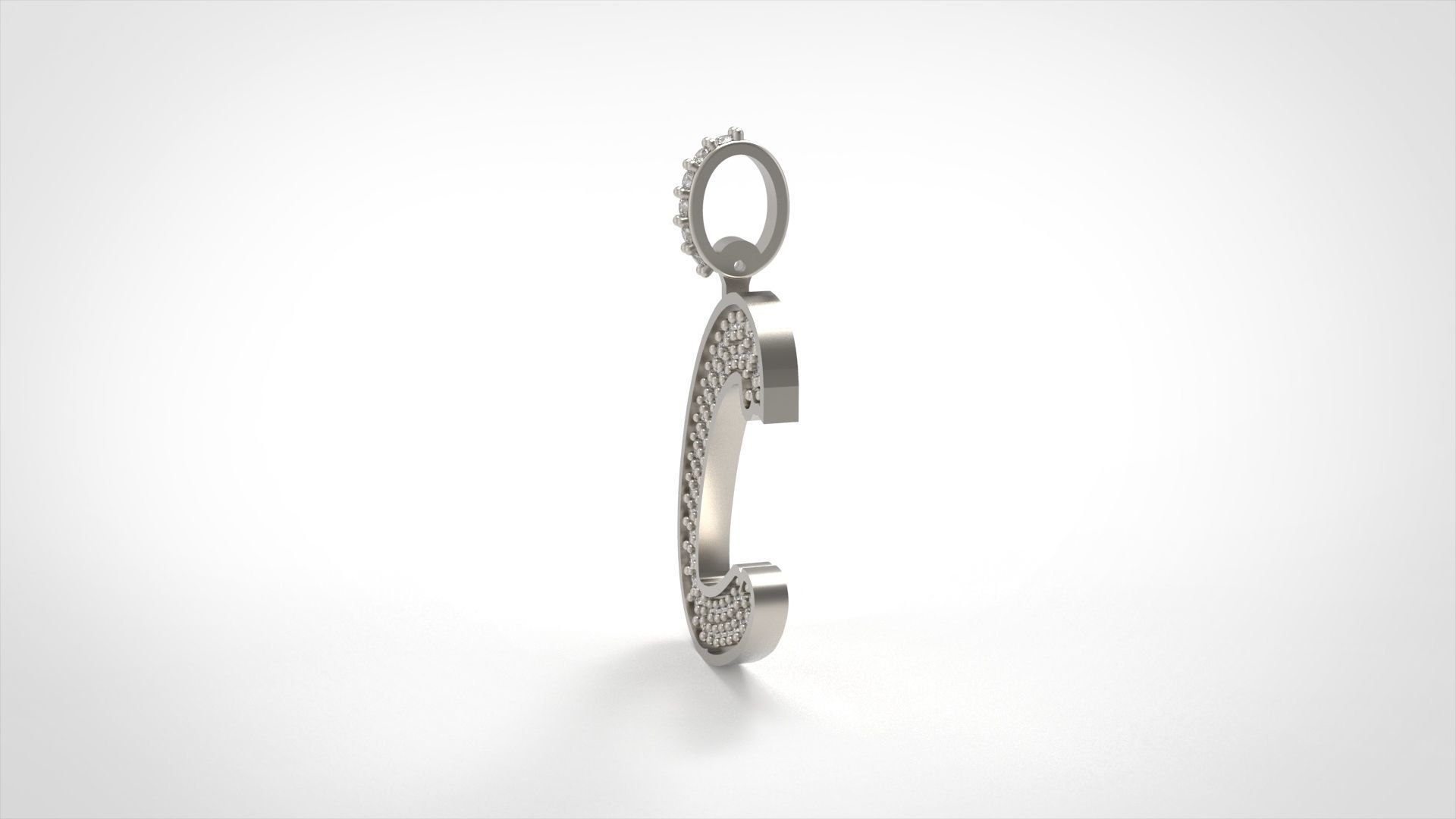 Model 823 Initial C Diamond Letter Pendant 3D print model_4