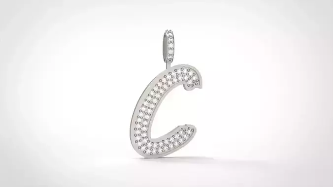 Model 823 Initial C Diamond Letter Pendant 3D print model