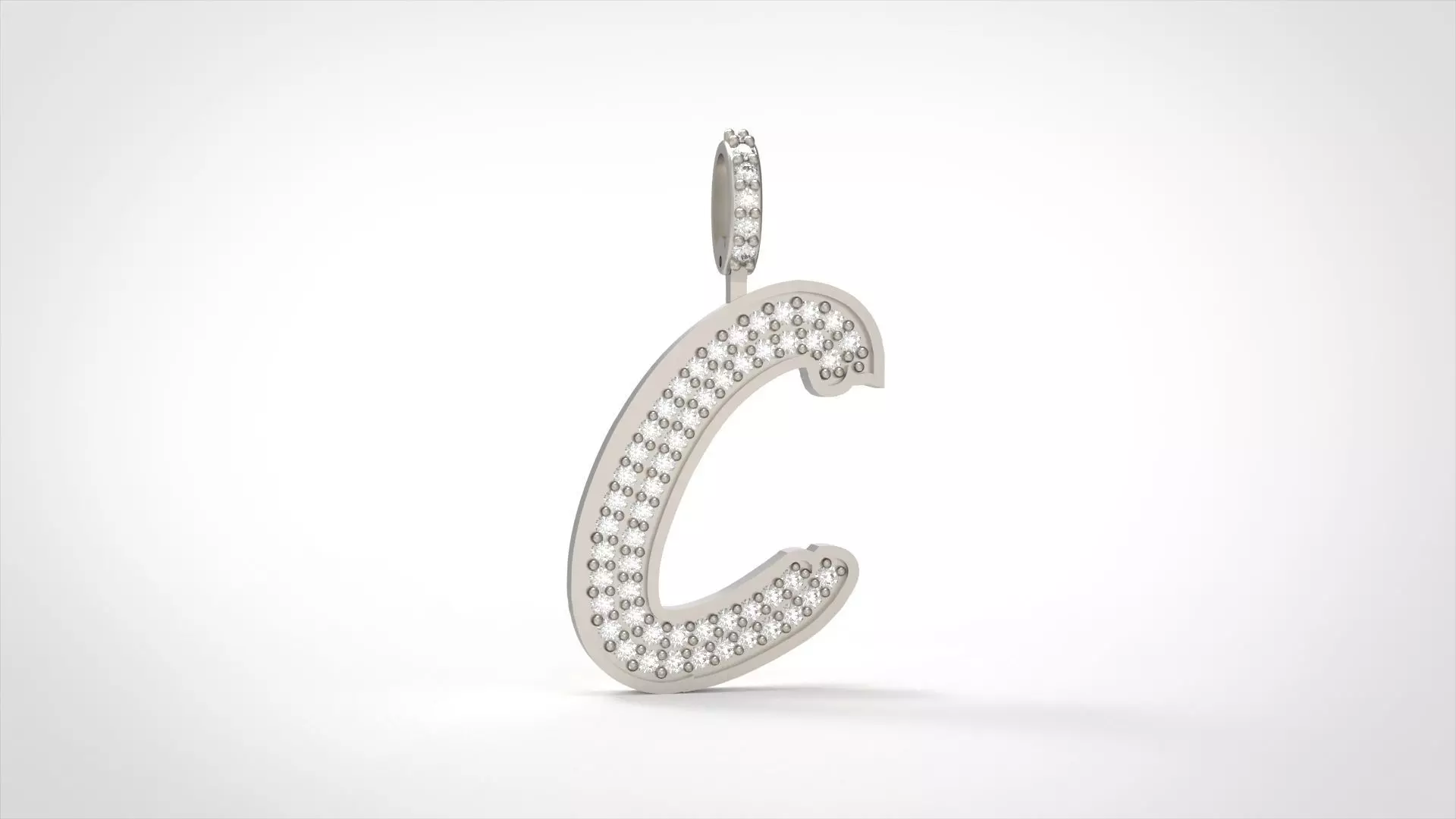 Model 823 Initial C Diamond Letter Pendant 3D print model_0