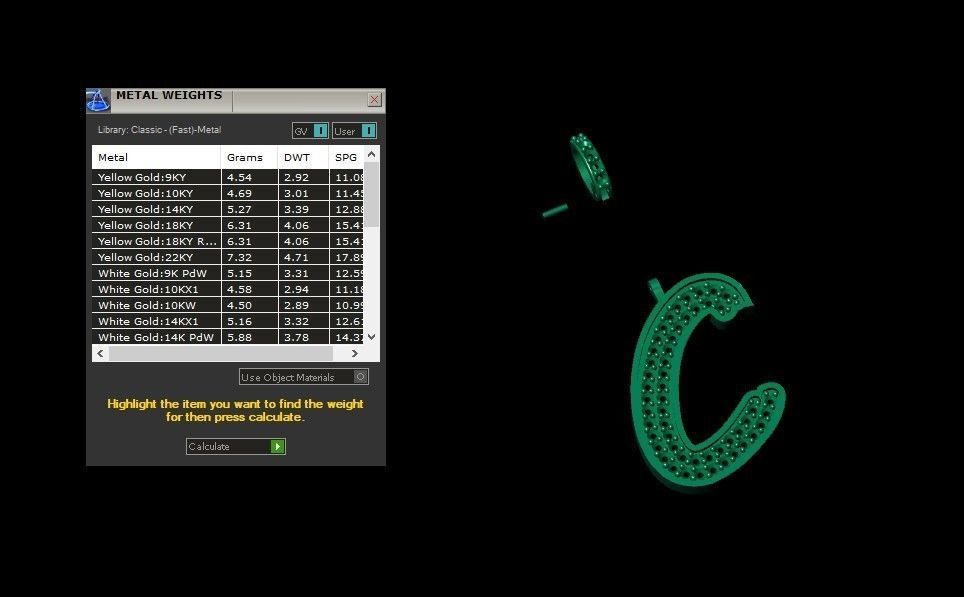 Model 823 Initial C Diamond Letter Pendant 3D print model_11