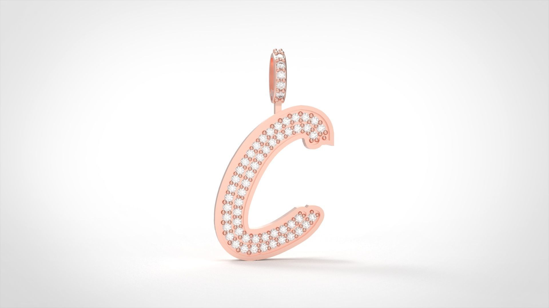 Model 823 Initial C Diamond Letter Pendant 3D print model_1