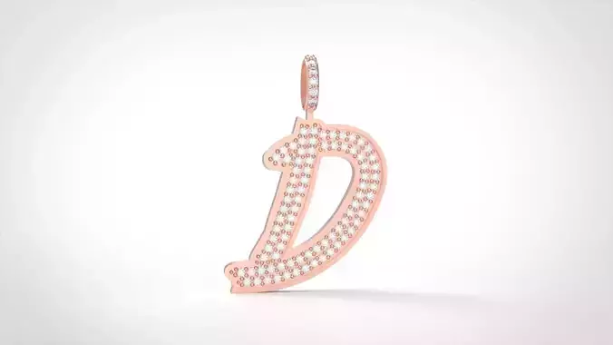 Model 824 Initial D Diamond Letter Pendant 3D print model