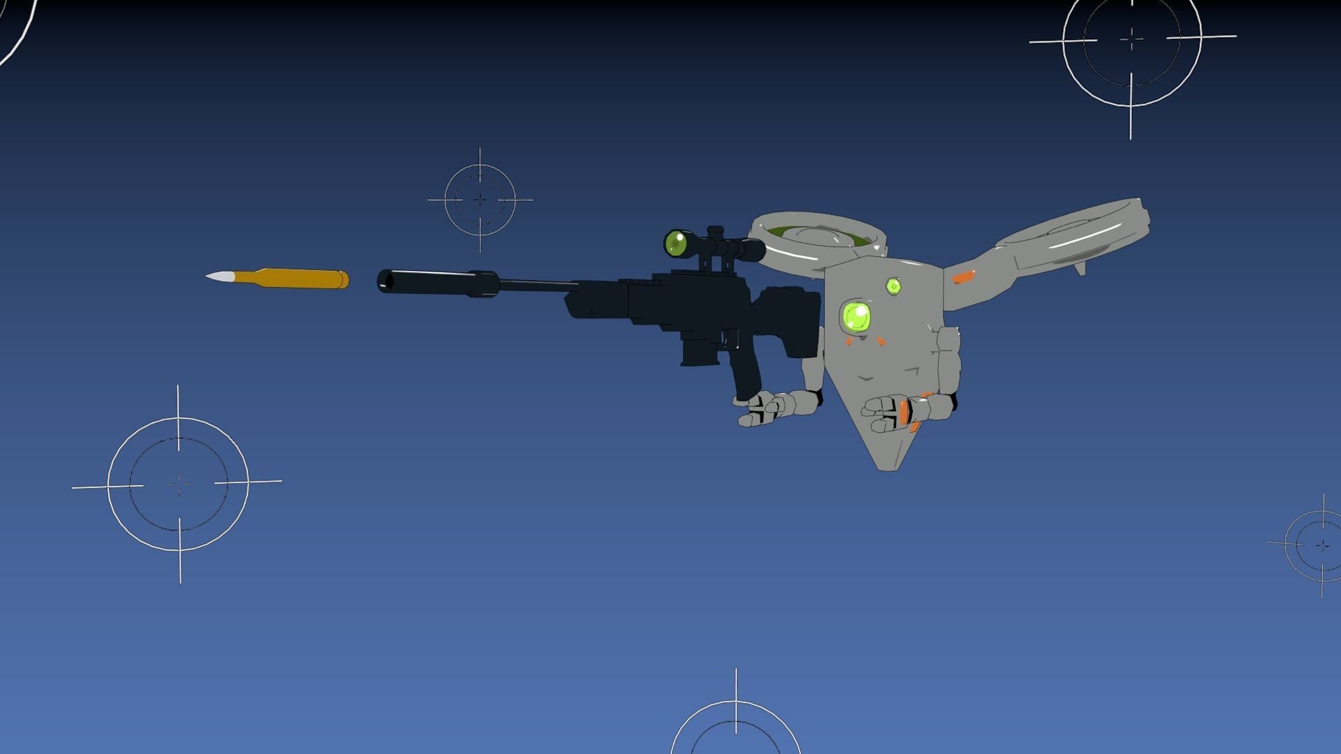 Sniper Grey Drone Robot  Low-poly 3D model_4