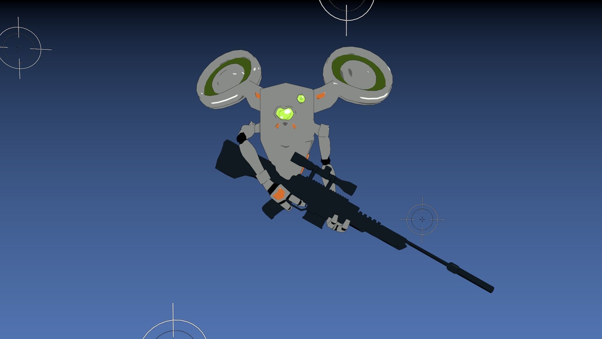 Sniper Grey Drone Robot  Low-poly 3D model_2