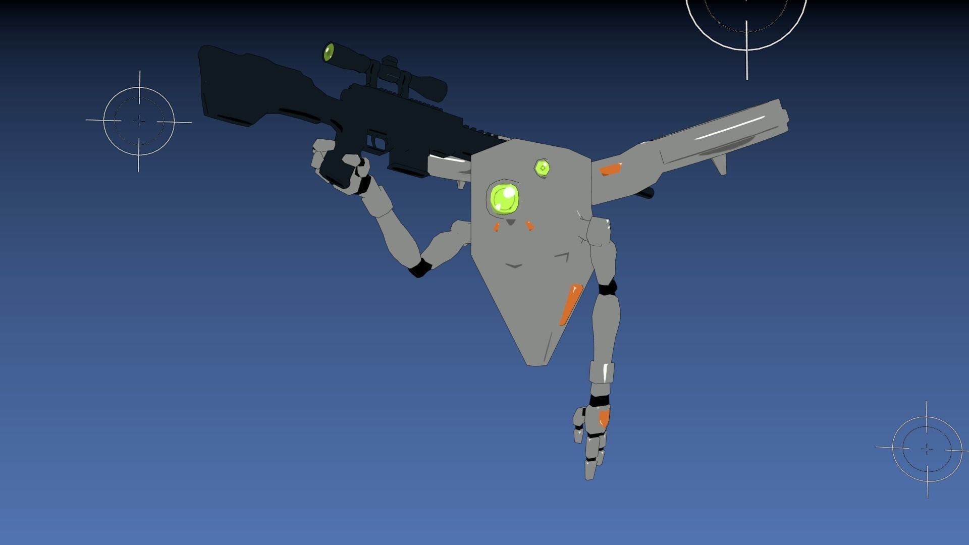 Sniper Grey Drone Robot  Low-poly 3D model_1
