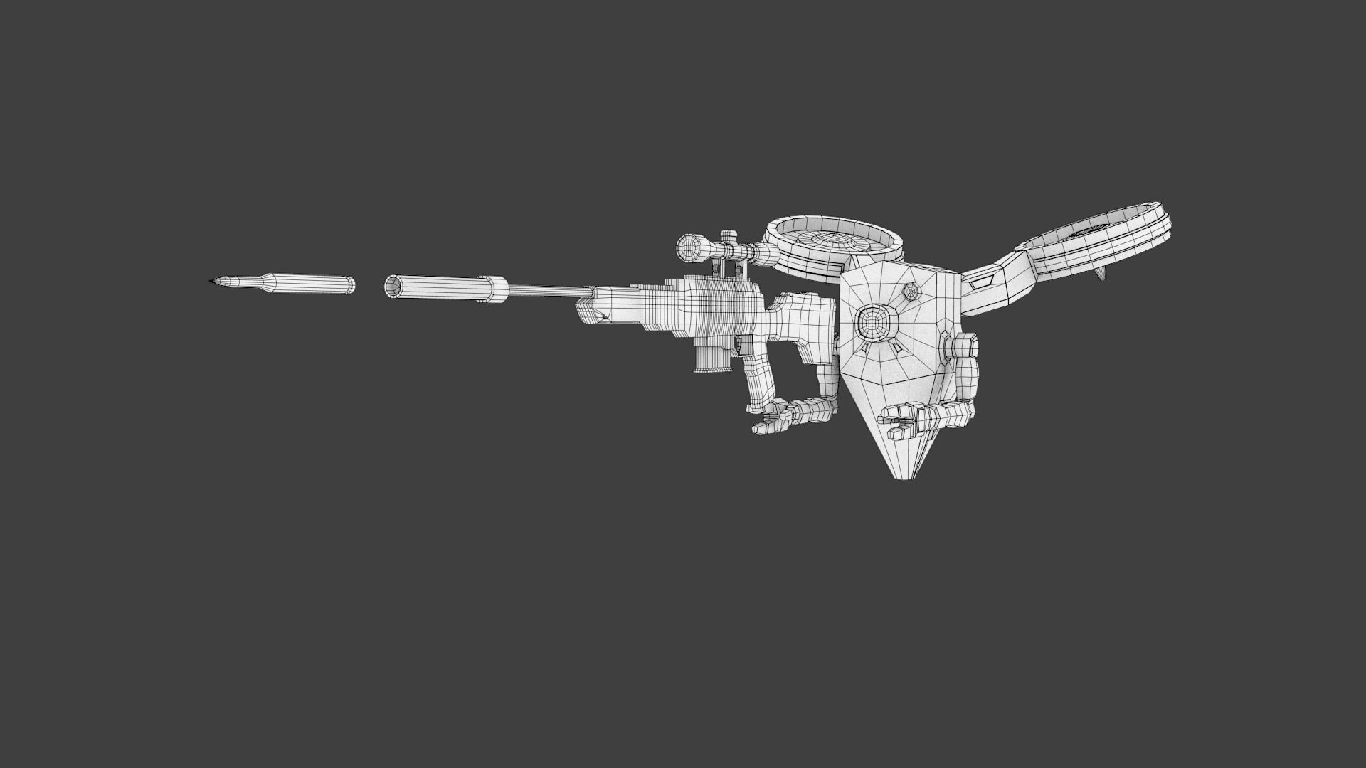 Sniper Grey Drone Robot  Low-poly 3D model_5