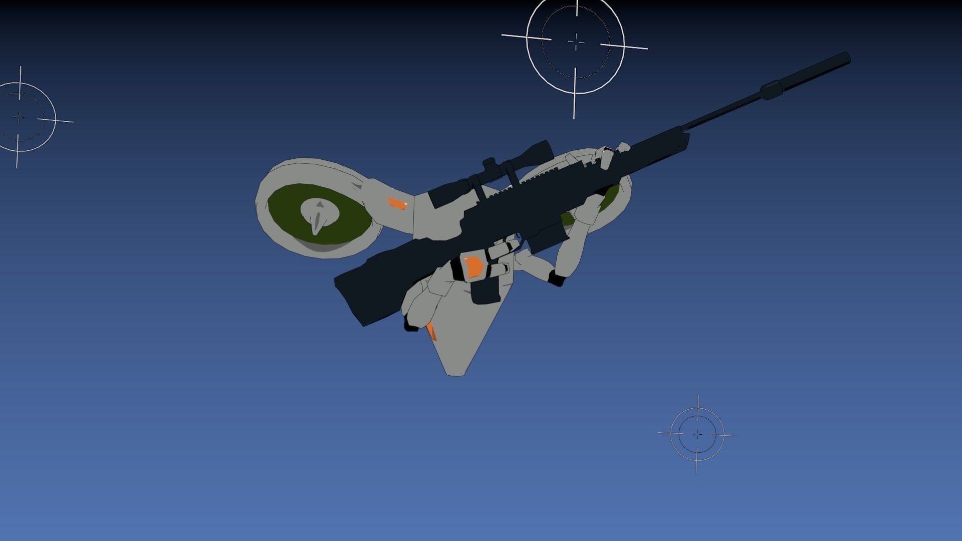 Sniper Grey Drone Robot  Low-poly 3D model_3