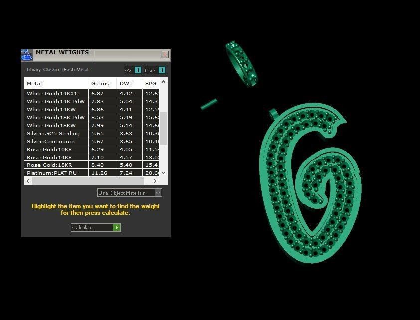 Model 827 Initial G Diamond Letter Pendant 3D print model_12