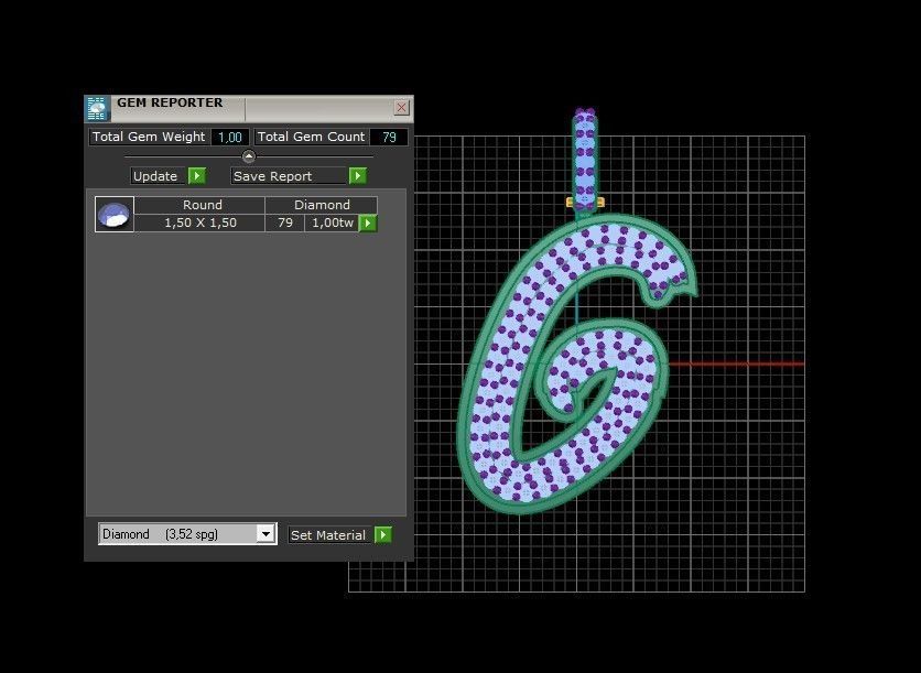 Model 827 Initial G Diamond Letter Pendant 3D print model_10