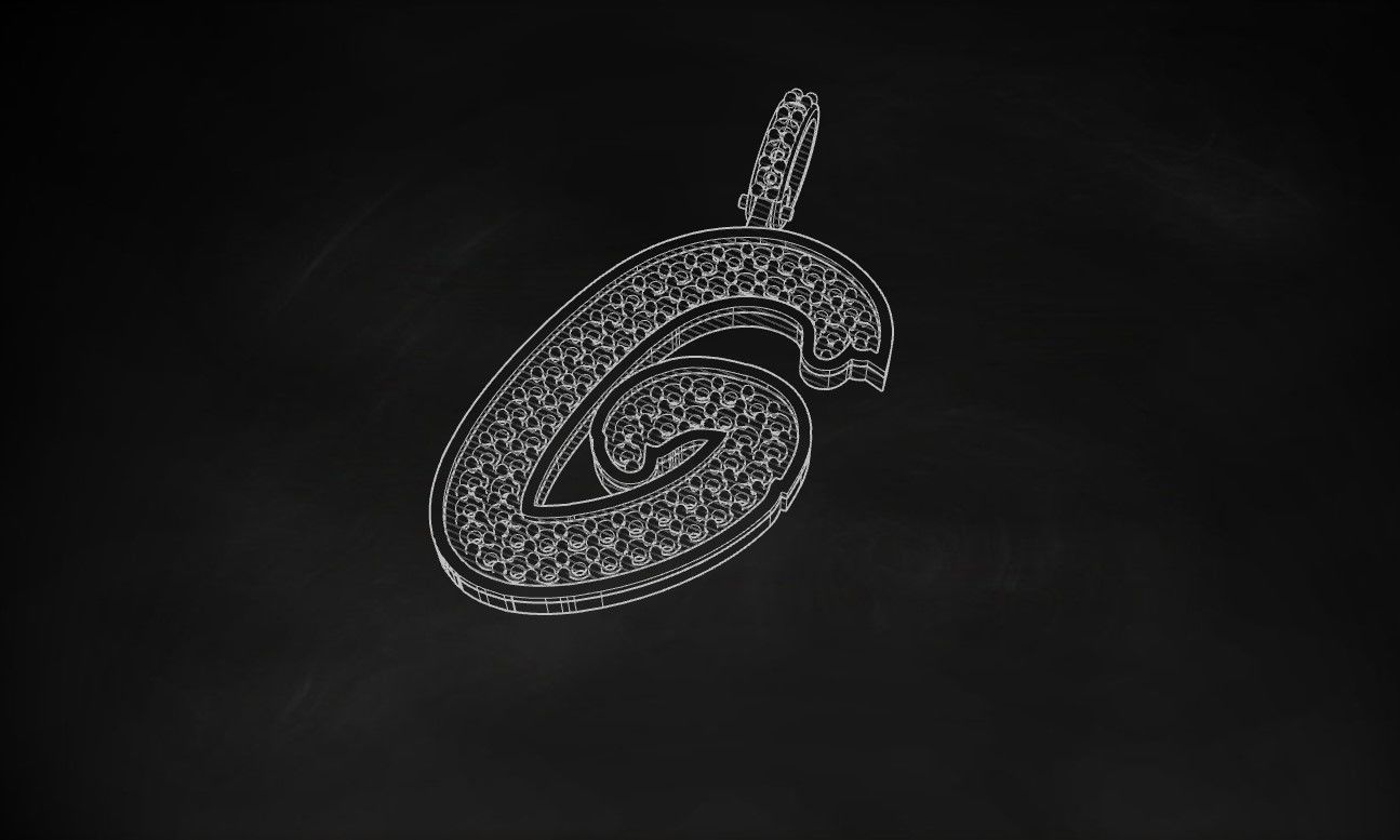Model 827 Initial G Diamond Letter Pendant 3D print model_9