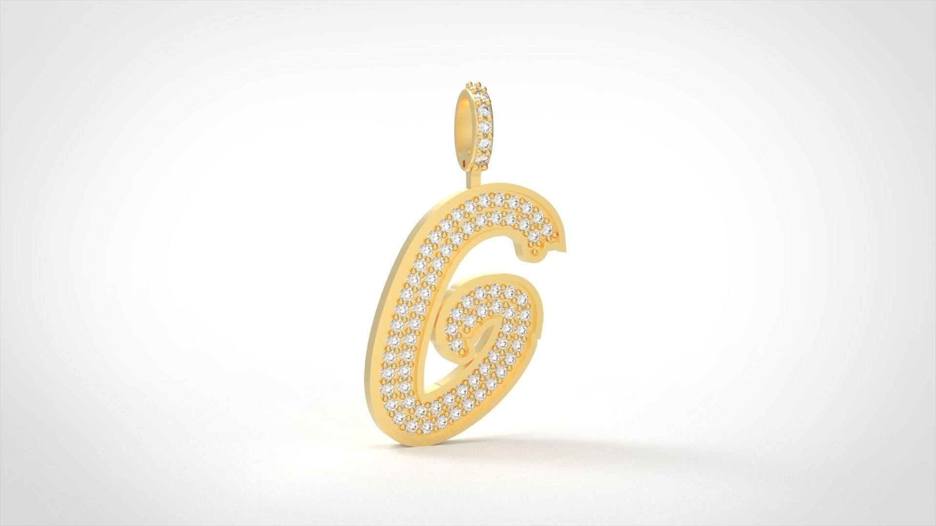 Model 827 Initial G Diamond Letter Pendant 3D print model_2