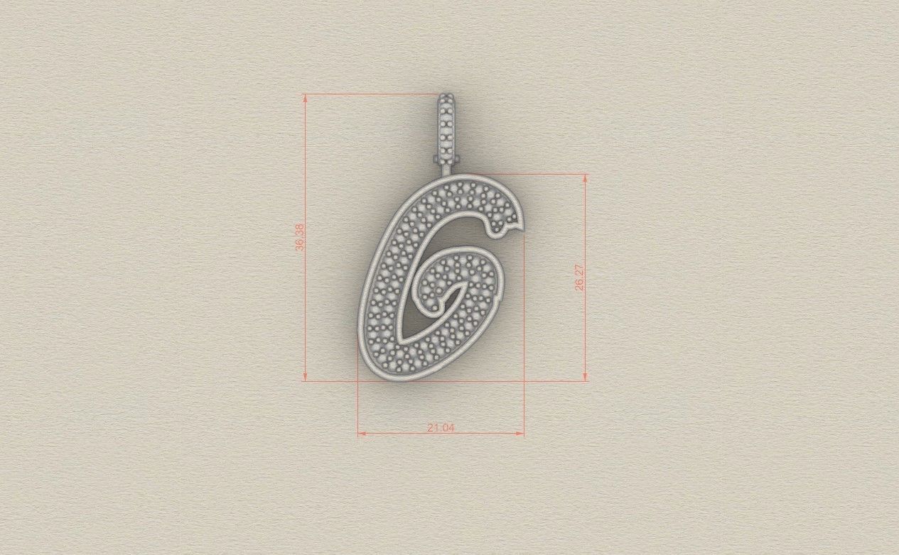 Model 827 Initial G Diamond Letter Pendant 3D print model_5