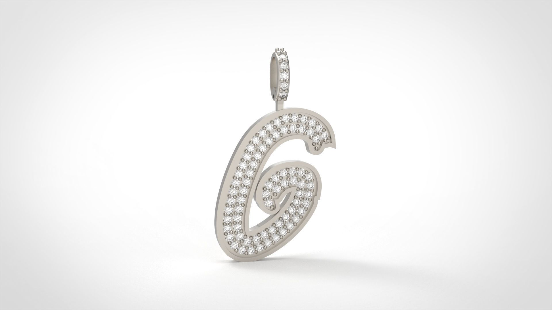 Model 827 Initial G Diamond Letter Pendant 3D print model_4