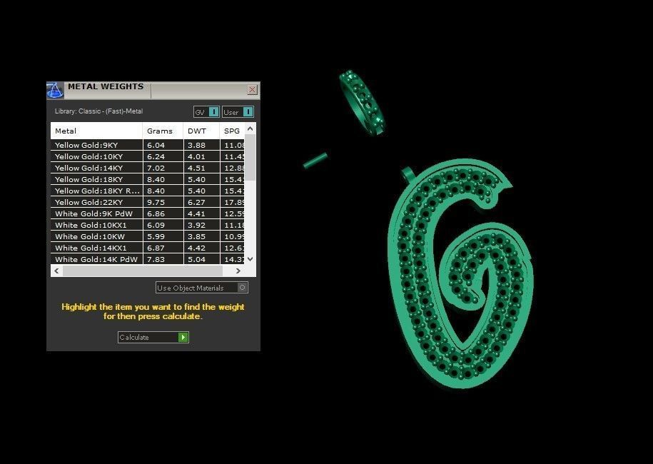 Model 827 Initial G Diamond Letter Pendant 3D print model_11