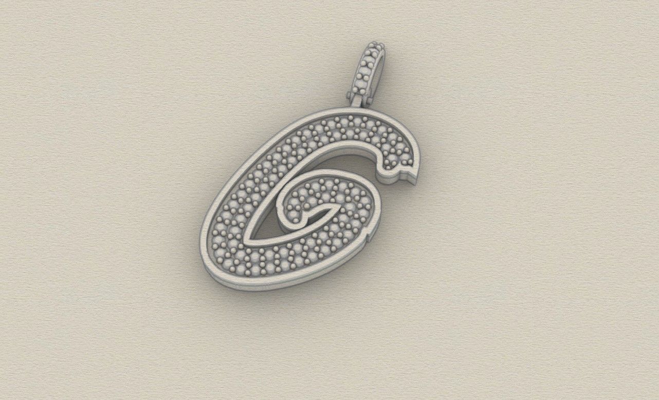 Model 827 Initial G Diamond Letter Pendant 3D print model_8