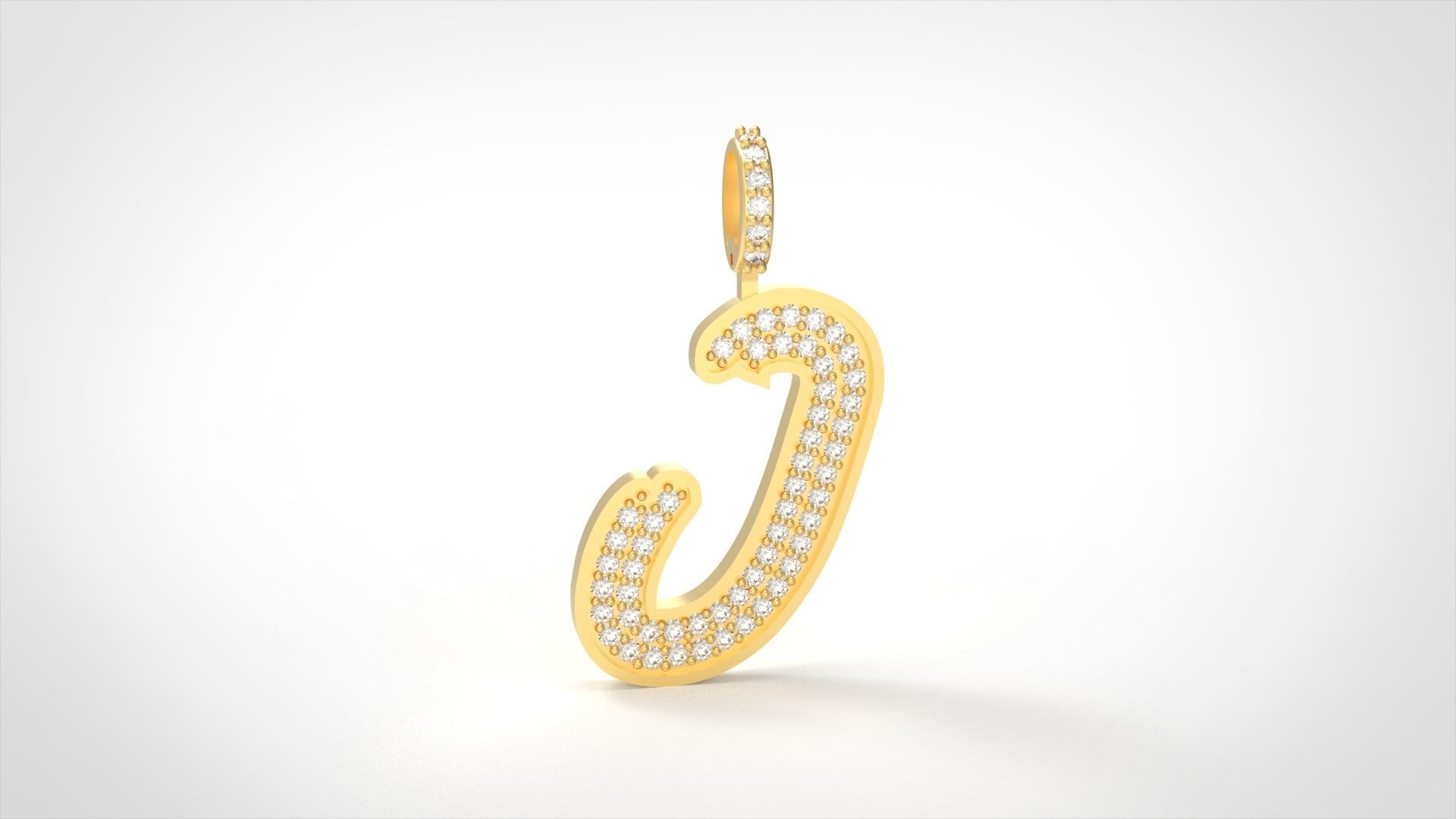 Model 830 Initial J Diamond Letter Pendant 3D print model_2
