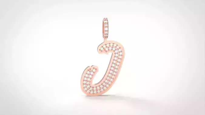 Model 830 Initial J Diamond Letter Pendant 3D print model