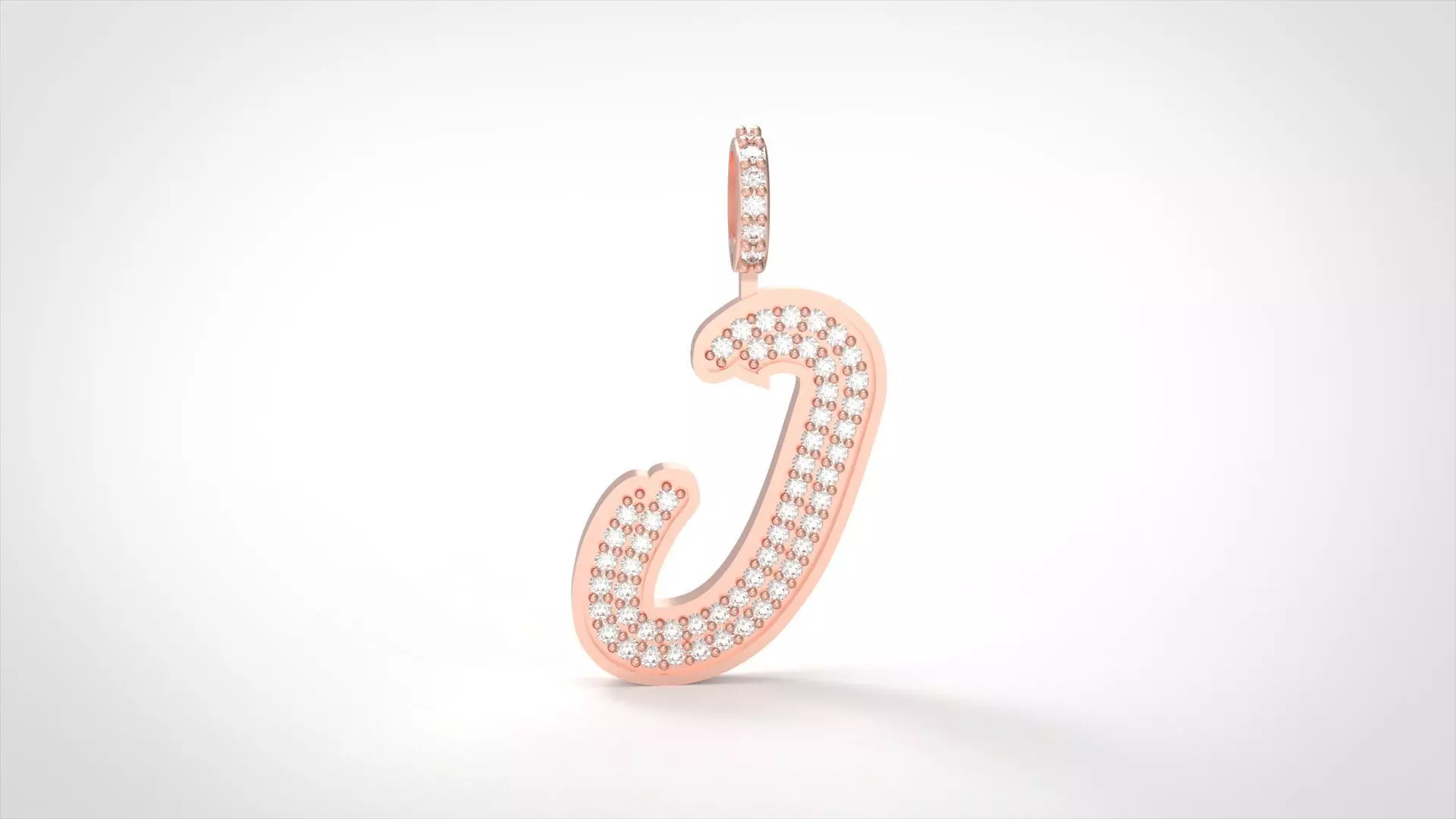 Model 830 Initial J Diamond Letter Pendant 3D print model_0