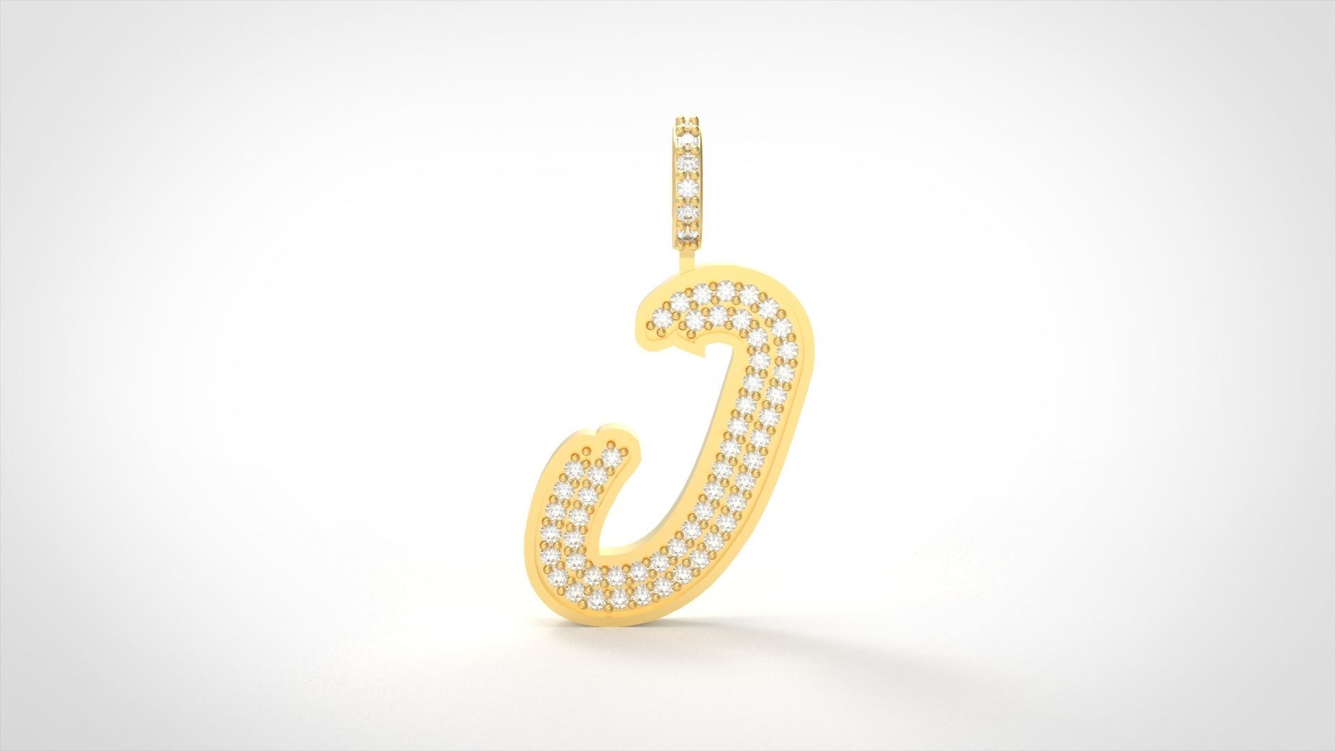 Model 830 Initial J Diamond Letter Pendant 3D print model_1