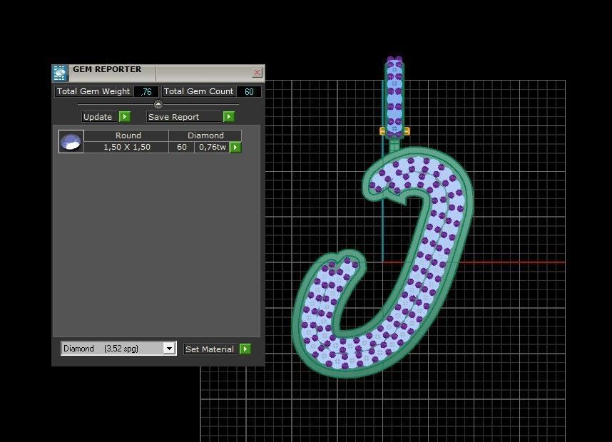 Model 830 Initial J Diamond Letter Pendant 3D print model_10