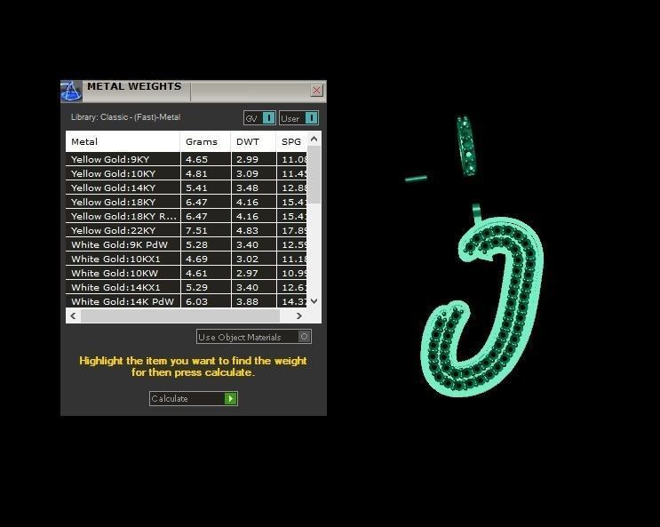 Model 830 Initial J Diamond Letter Pendant 3D print model_11