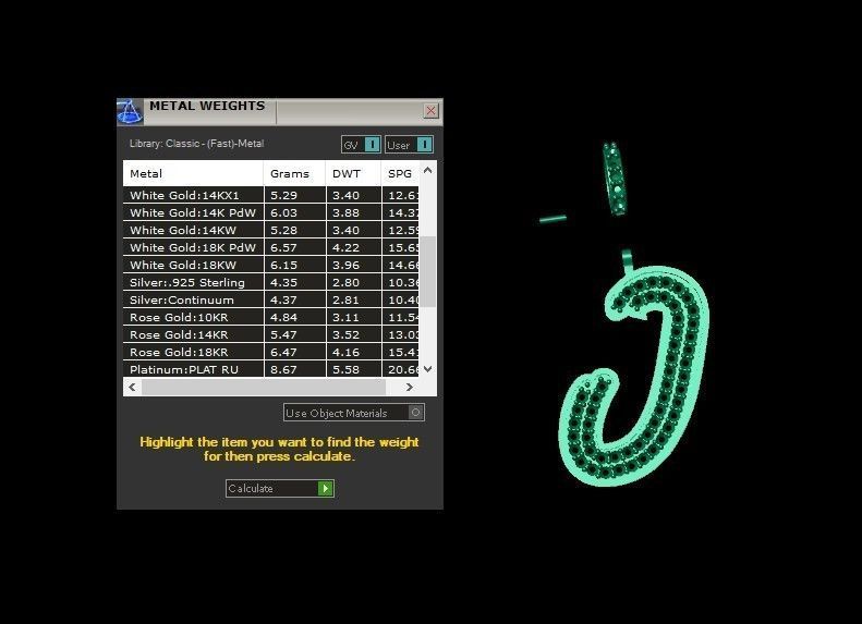 Model 830 Initial J Diamond Letter Pendant 3D print model_12