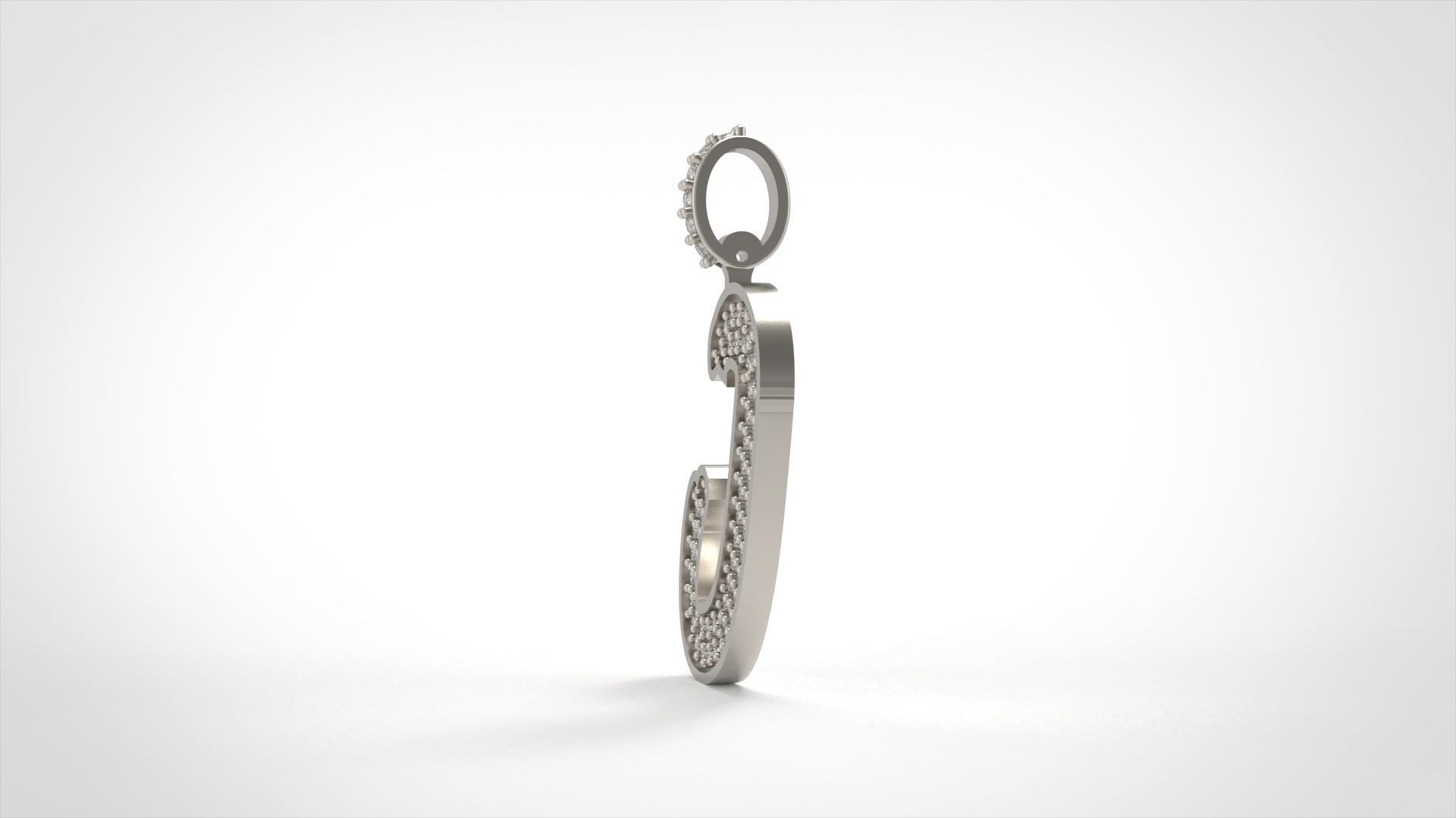 Model 830 Initial J Diamond Letter Pendant 3D print model_3