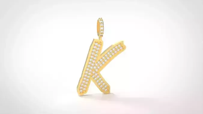 Model 831 Initial K Diamond Letter Pendant 3D print model