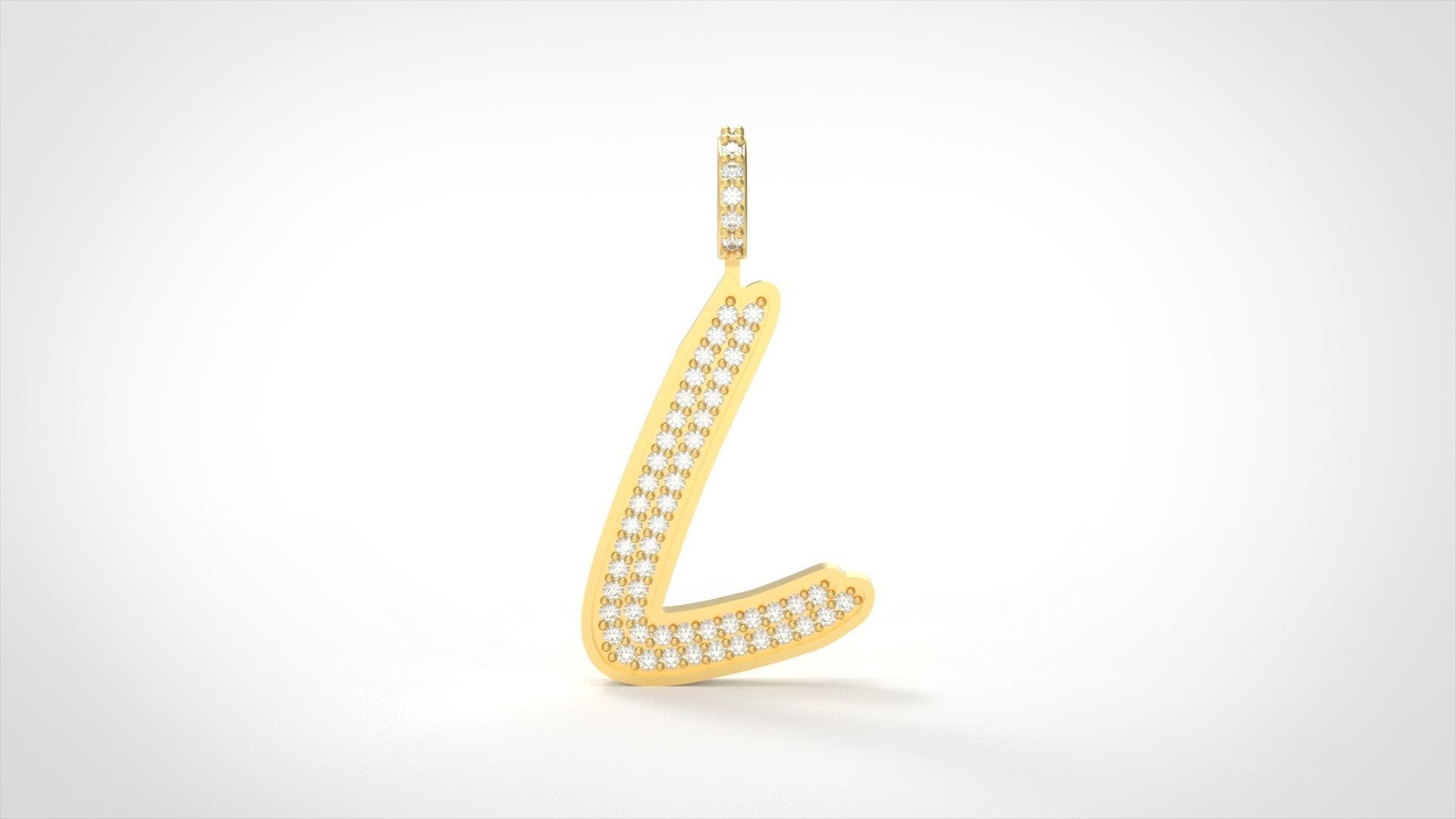 Model 832 Initial L Diamond Letter Pendant 3D print model_2