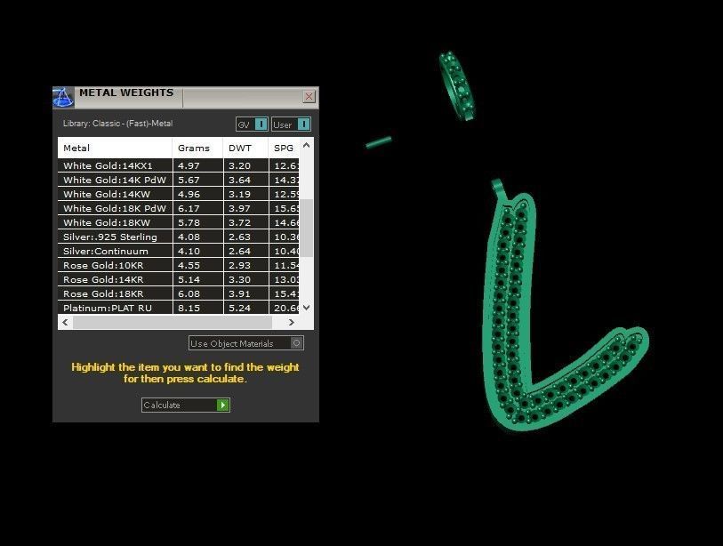 Model 832 Initial L Diamond Letter Pendant 3D print model_12