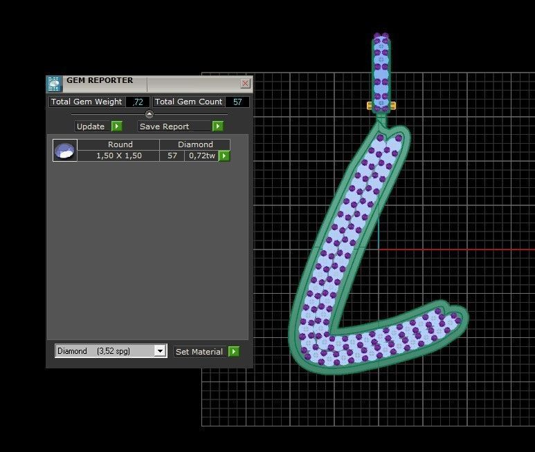 Model 832 Initial L Diamond Letter Pendant 3D print model_10