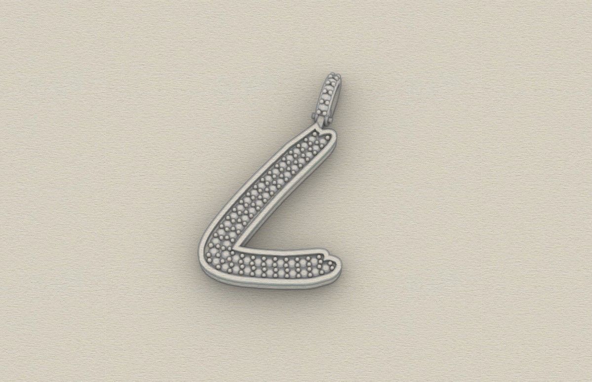Model 832 Initial L Diamond Letter Pendant 3D print model_8