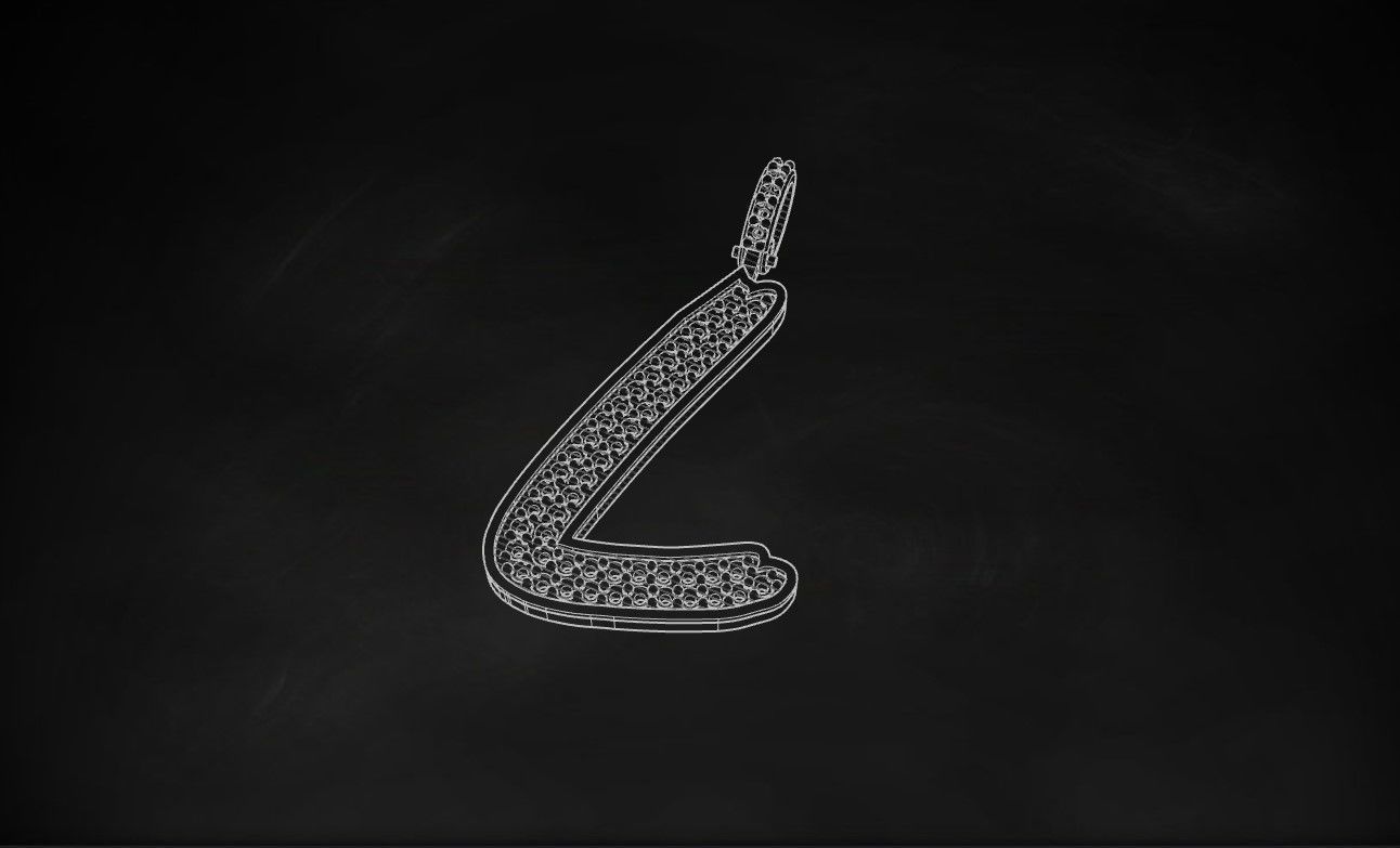 Model 832 Initial L Diamond Letter Pendant 3D print model_9