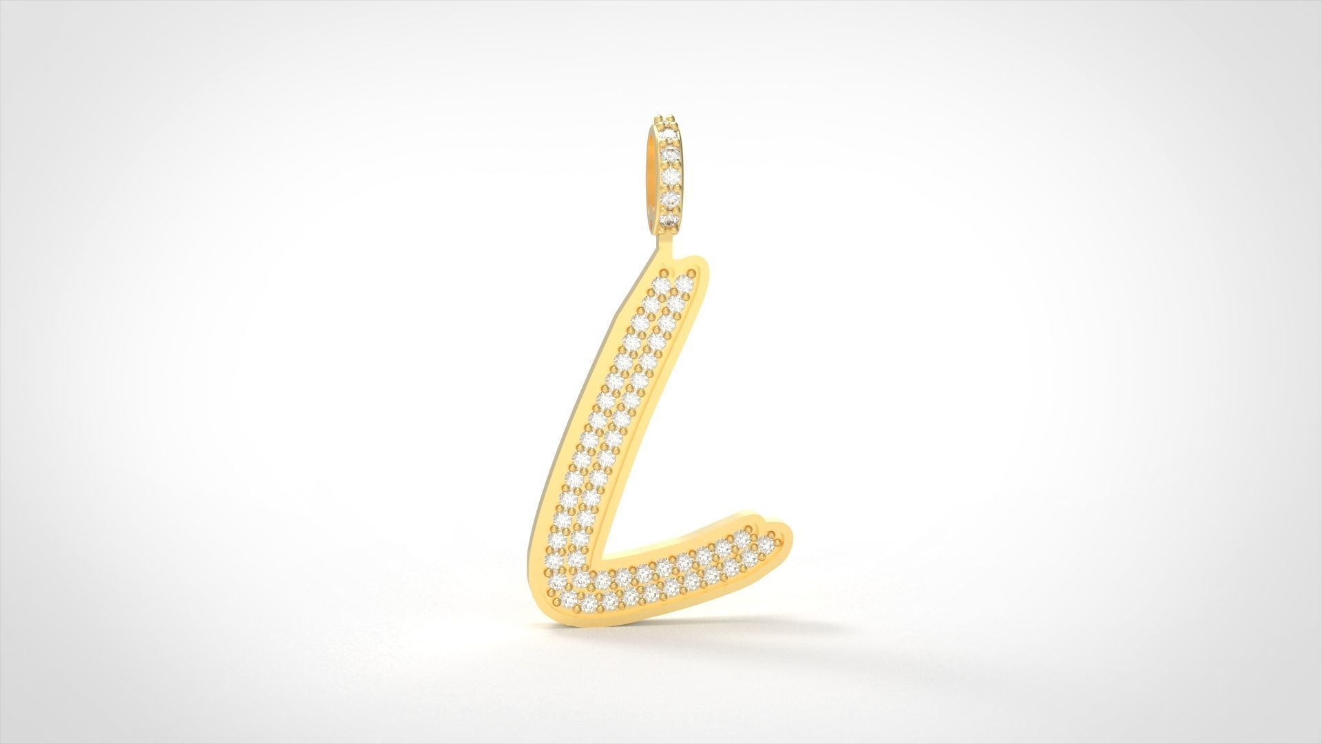 Model 832 Initial L Diamond Letter Pendant 3D print model_3