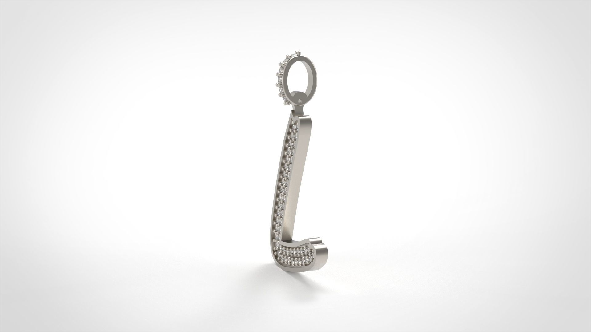 Model 832 Initial L Diamond Letter Pendant 3D print model_4