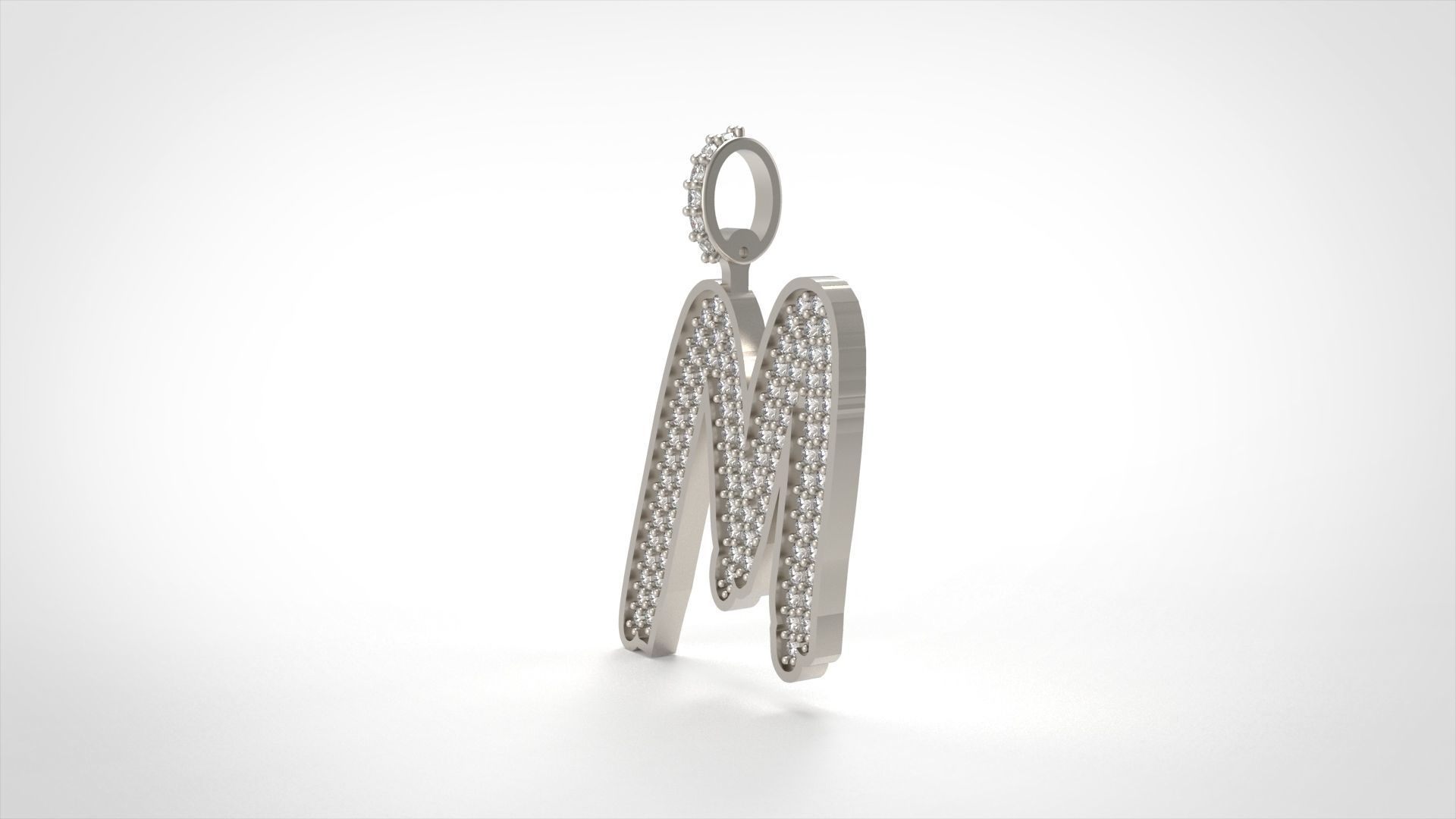 Model 833 Initial M Diamond Letter Pendant 3D print model_3