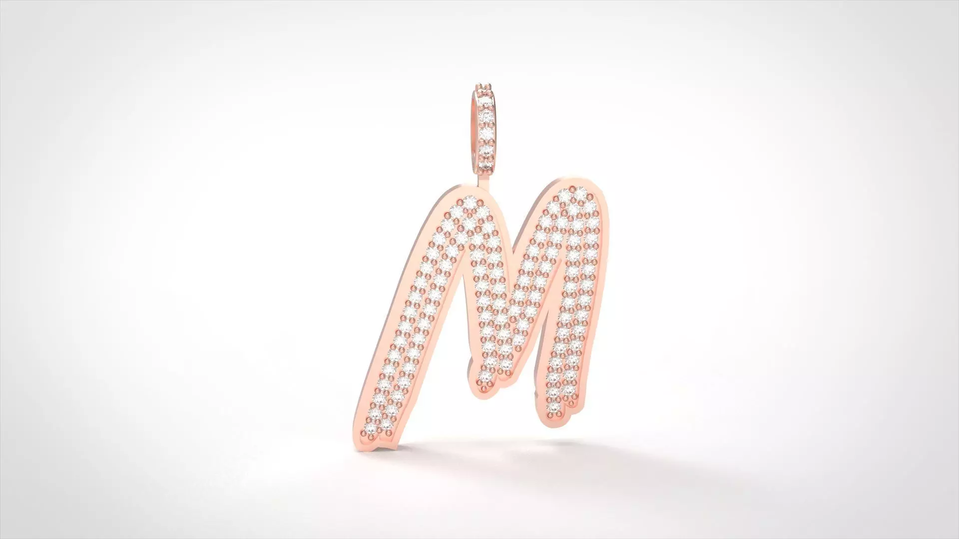 Model 833 Initial M Diamond Letter Pendant 3D print model_0