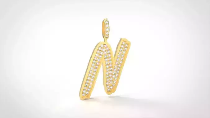 Model 834 Initial N Diamond Letter Pendant 3D print model