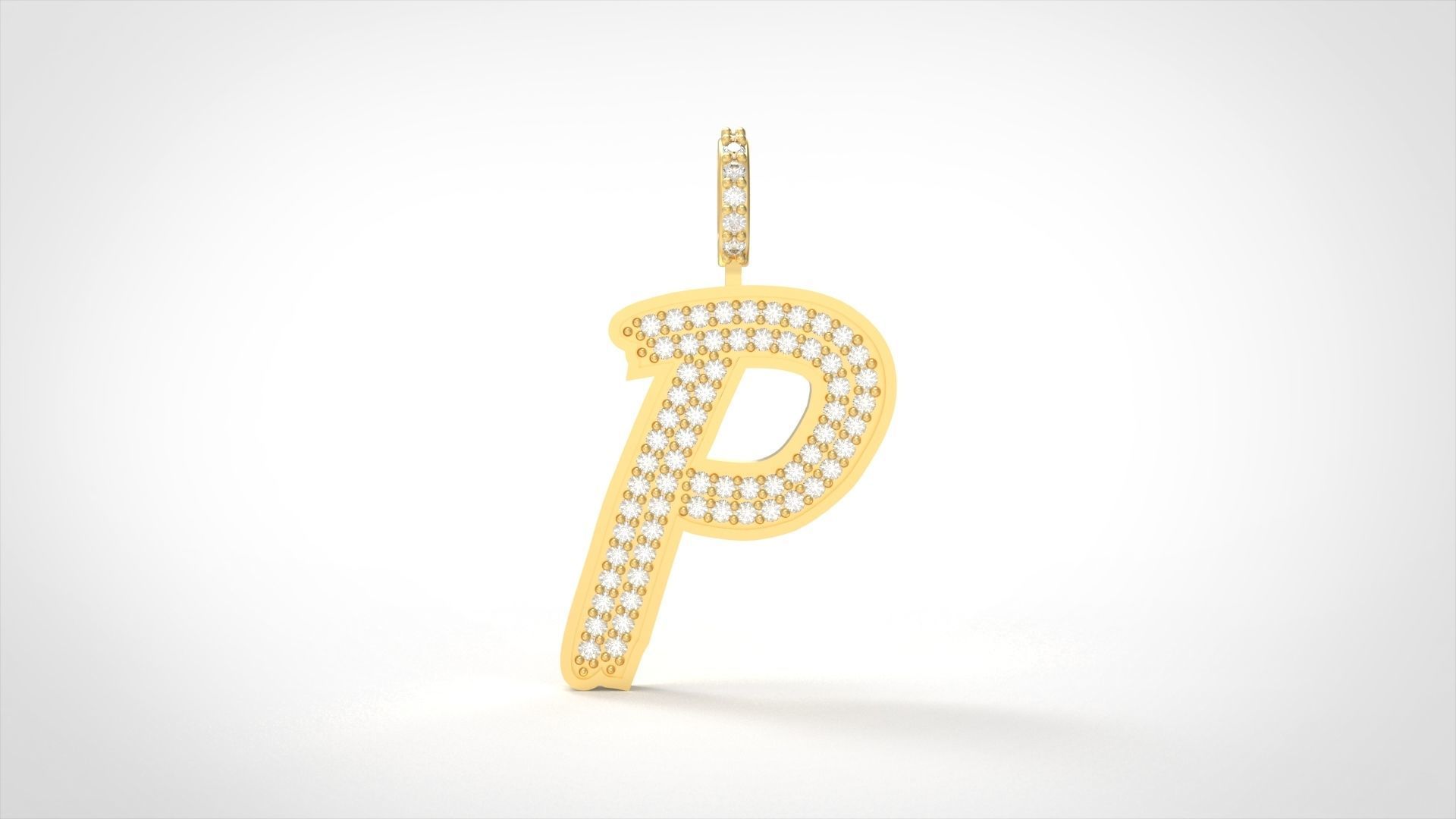 Model 836 Initial P Diamond Letter Pendant 3D print model_1