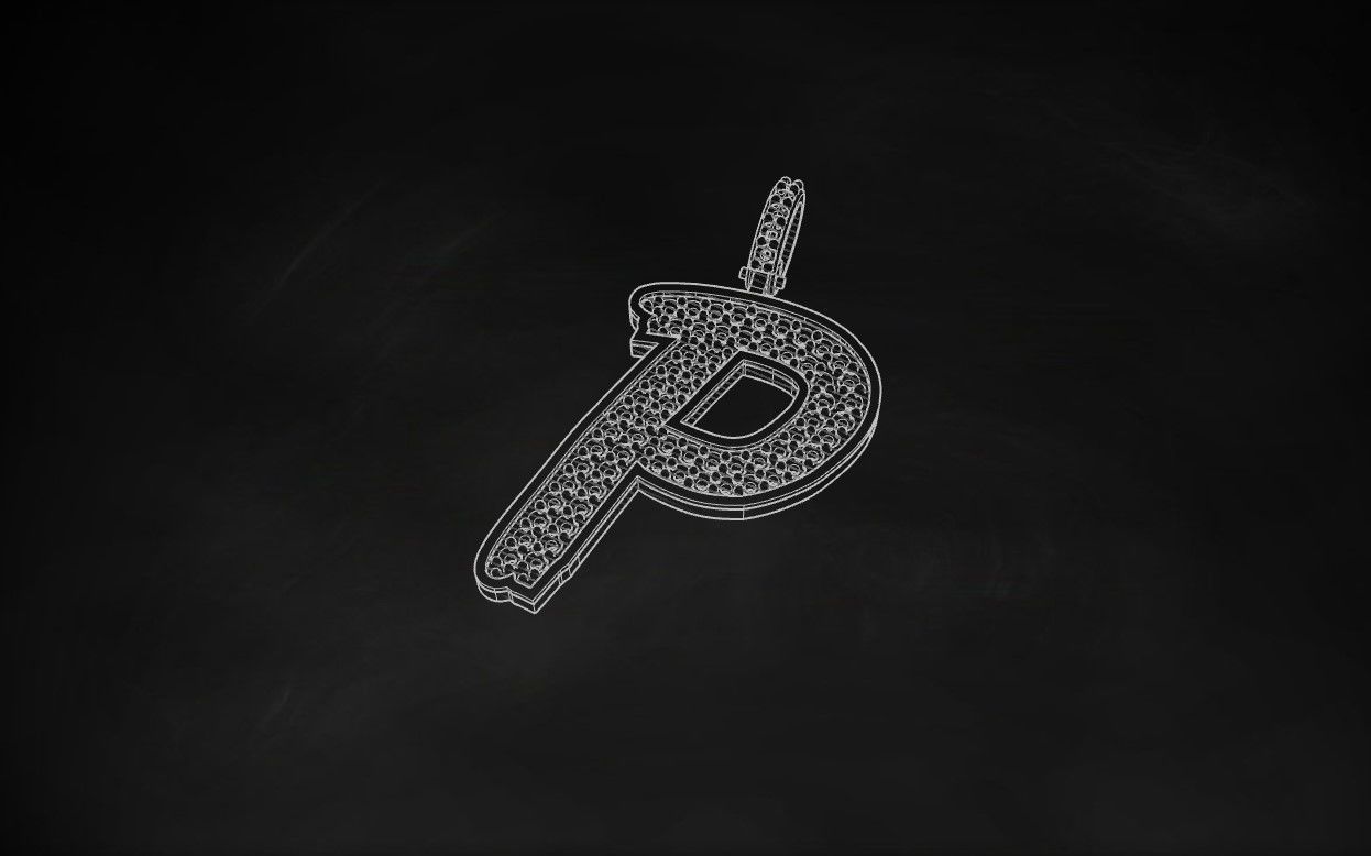 Model 836 Initial P Diamond Letter Pendant 3D print model_9
